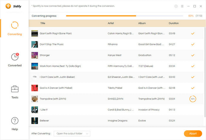 Téléchargez et convertissez des chansons Spotify dans Sidify