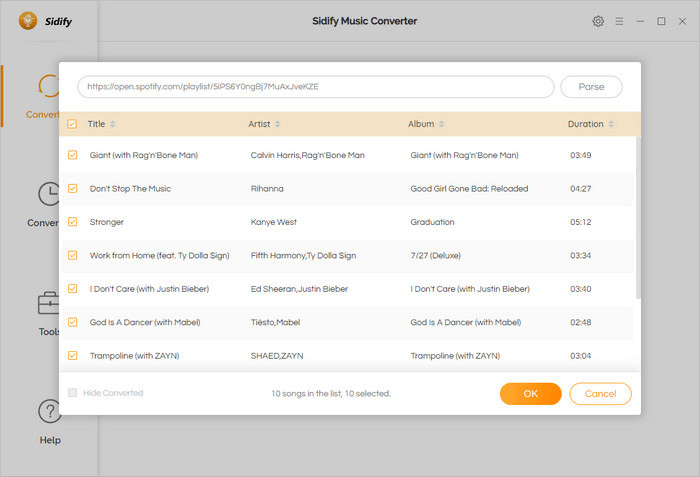 Select Spotify Music in Sidify