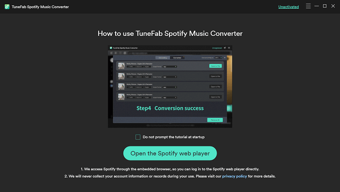Welcome Page of TuneFab Spotify Music Converter