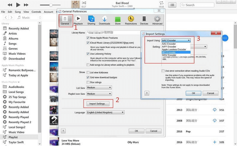 Convert to MP3 Setting in iTunes
