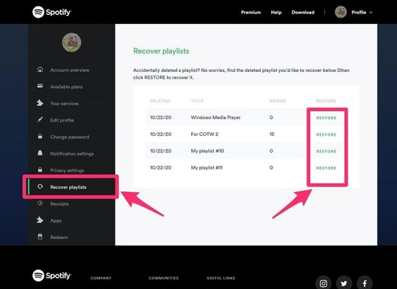 Odzyskaj listę odtwarzania Spotify
