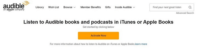 Audible Activate in iTunes