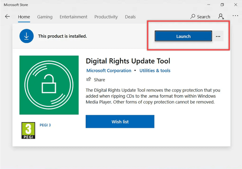 Instalación de la herramienta de actualización de derechos digitales