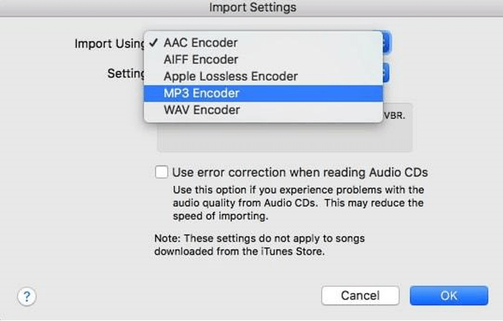 Choose MP3 Encoder in iTunes