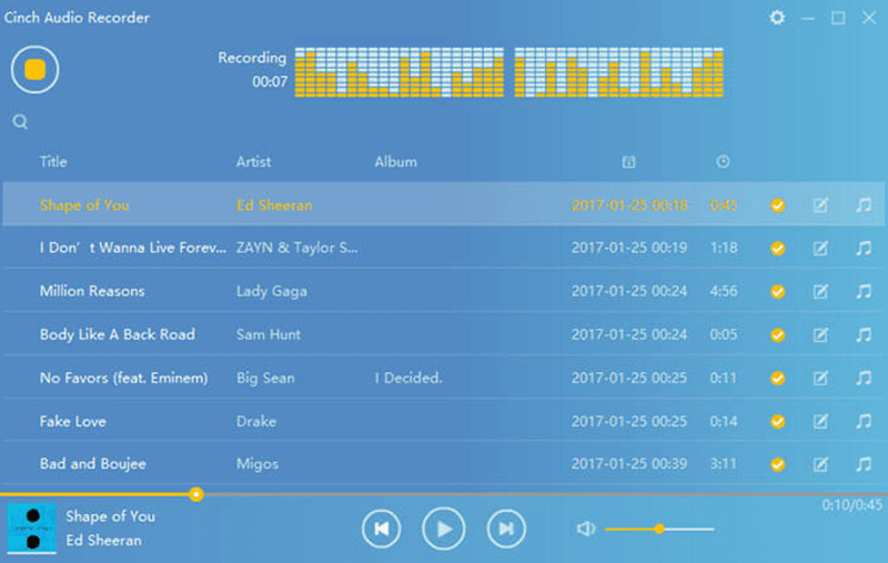 Rip Spotify Songs via Cinch Audio Recorder