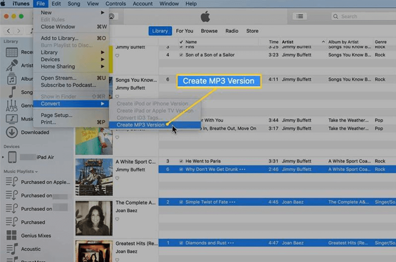 Convertir M4A en MP3 dans iTunes