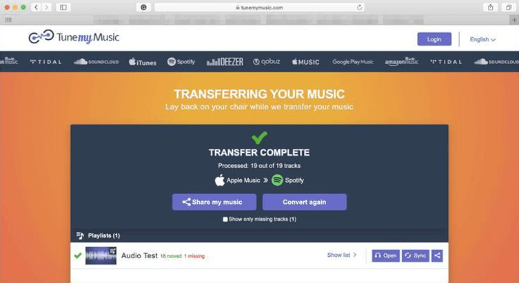 Finish Transferring Spotify Playlist to iTunes via TuneMyMusic