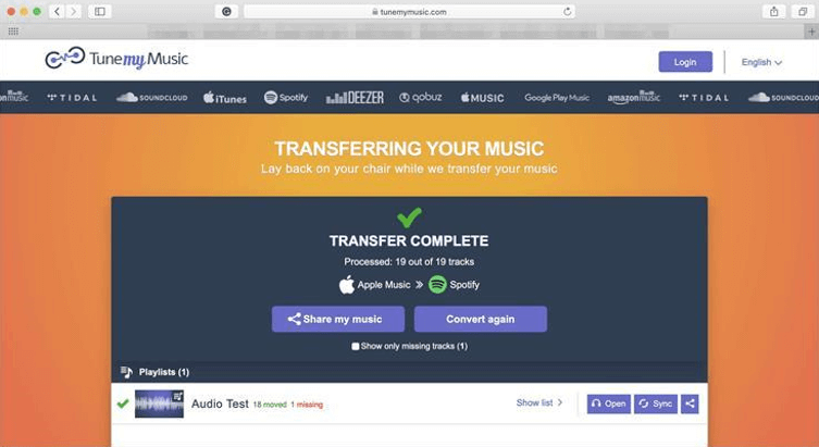 Conclua a transferência da lista de reprodução do Spotify para o iTunes via TuneMyMusic