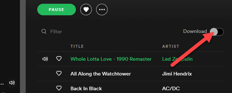 Włącz opcję pobierania w Spotify