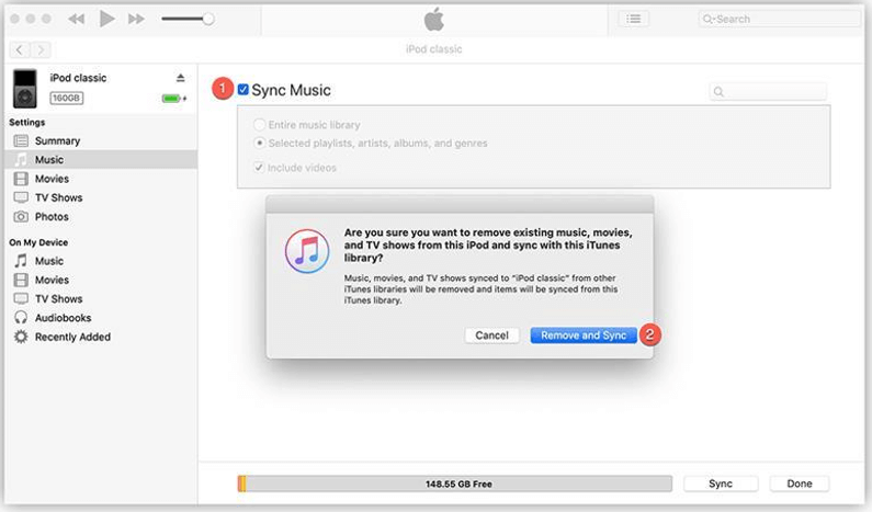 Sincronize a Apple Music para o iPod com o iTunes