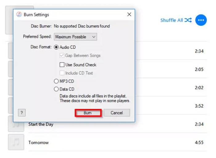 Burn Apple Music to CD on Windows iTunes