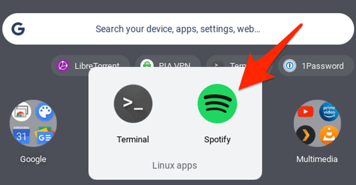 Access the Installed Spotify App on Chromebook