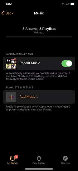 Ajouter de la musique à Apple Watch