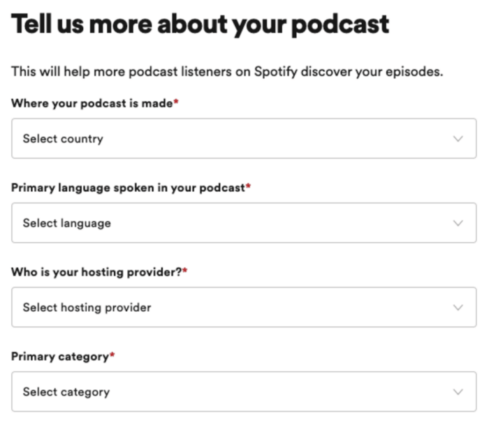 Add Podcast Information