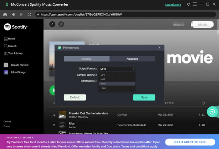 Дополнительные настройки Spotify Music Converter