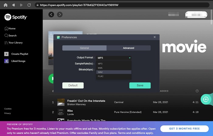 Impostazioni avanzate Spotify Music Converter MuConvert