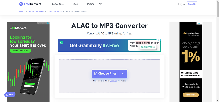 FreeConvert ALAC to MP3 Converter
