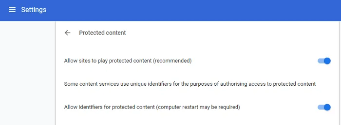 Allow Playing Protected Content Chrome