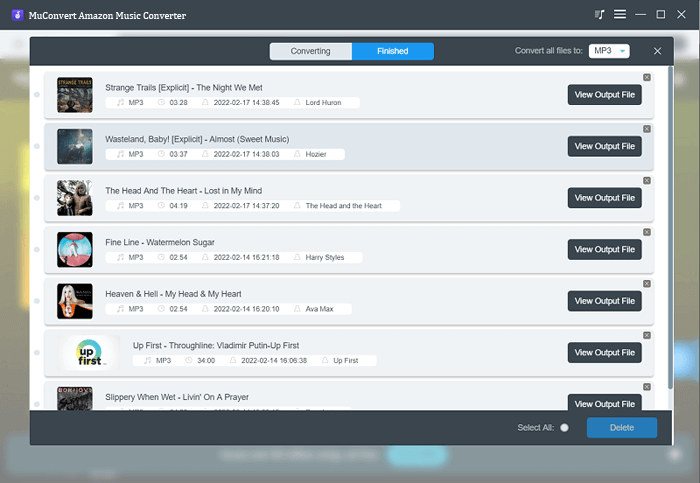 Finish Converting Amazon Music to MP3 with MuConvert