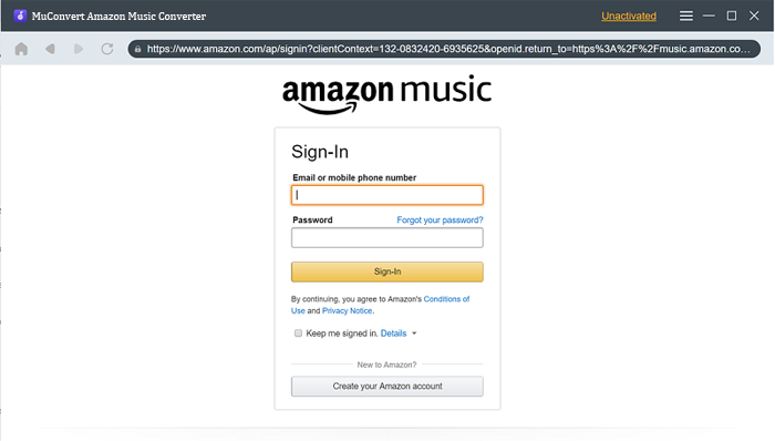 Login to Amazon Web Player