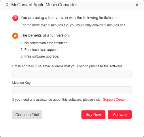 MuConvert Apple Music Converter non è gratuito