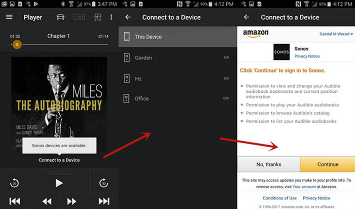 Conecte o aplicativo Audible com o Sonos