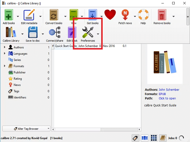 Calibre Preferences Settings