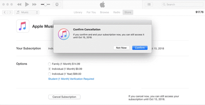Cancel Apple Music Membership Windows