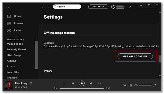 Cambia posizione Spotify