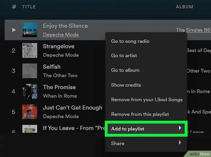 Choose Add to Playlist to Select the Collaborative Playlist