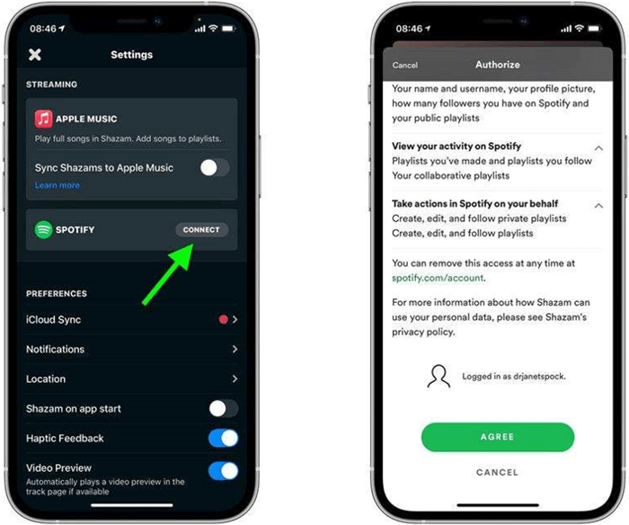 Connect Shazam to Spotify
