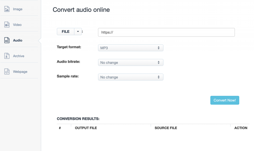 Convert AAX to MP3 on Aconvert