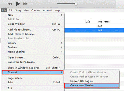 Convert M4P to WAV in iTunes 