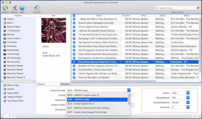 Customize Output Parameters on Ukeysoft Apple Music Converter