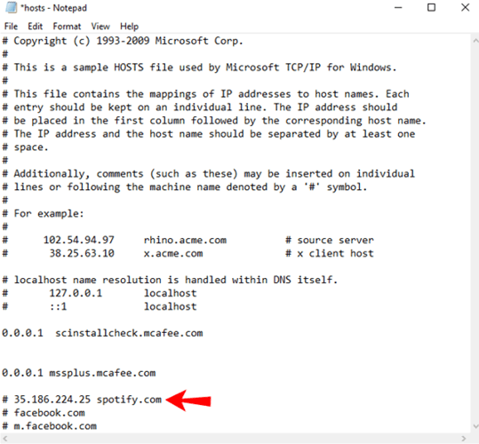 Remove Spotify Entries from Hosts on Windows