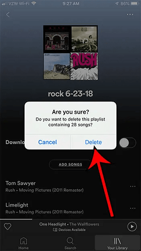 Delete Spotify Playlist on Phones