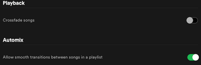 Disable Crossfade to Fix Spotify Can't Play Songs