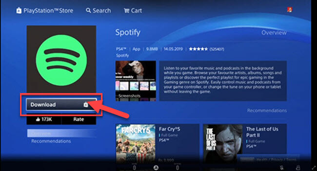 Download Spotify on PlayStation Store