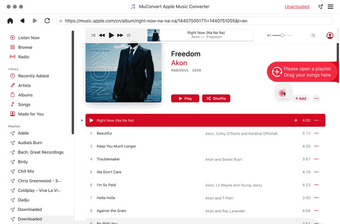 Przeciągnij Apple Music, aby przekonwertować