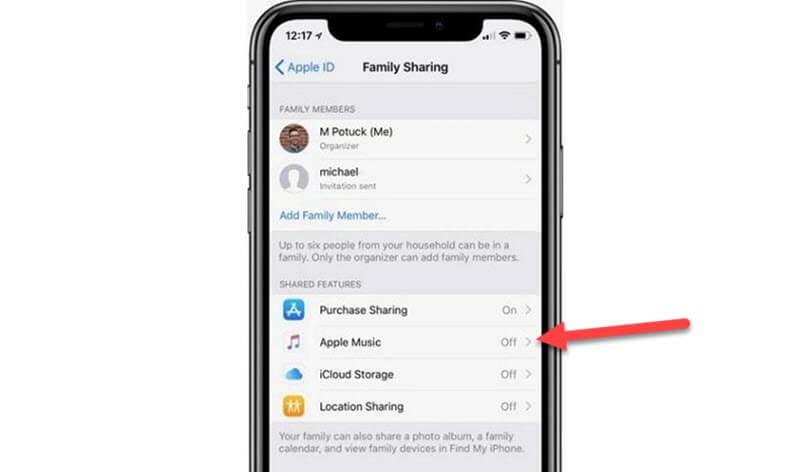 Enable Apple Music on in Family Sharing