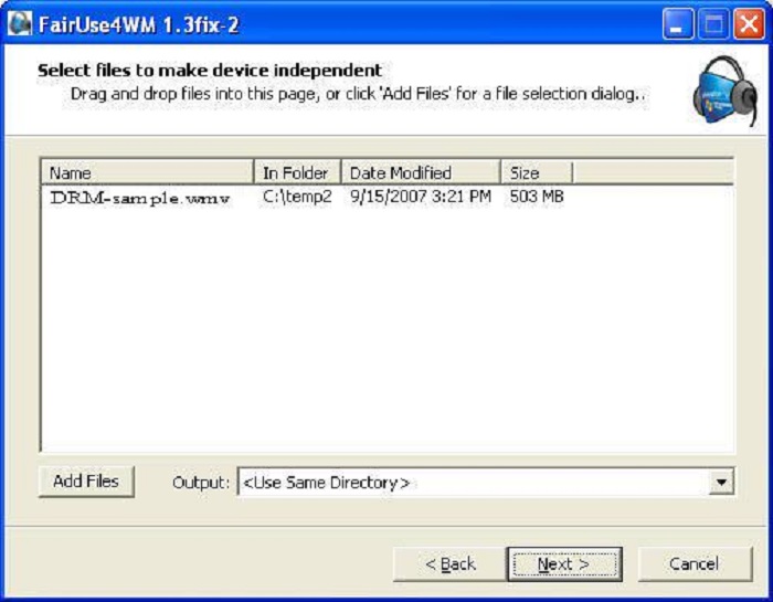 FairUse4WM Remove WMV DRM