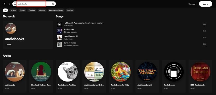 Find Audiobooks in Spotify