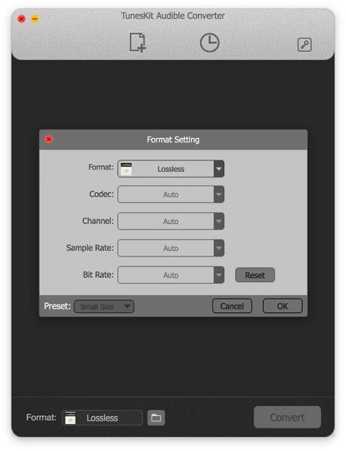 Tuneskit Audible Converter Format Setting