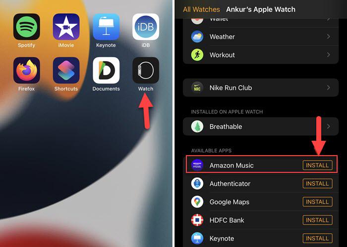 Install Amazon Music Watch iPhone