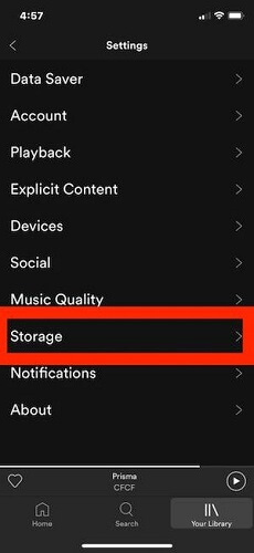 iOS Clear Spotify Cache