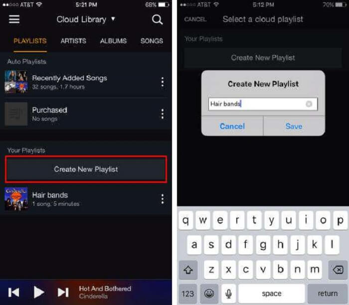 Crea una nuova playlist Amazon su iOS