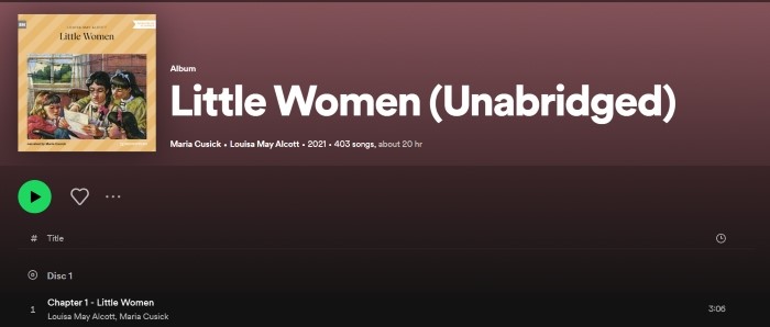 Little Women Spotify Audiobook