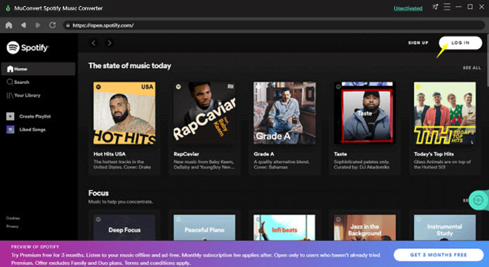 MuConvert Spotify Music Converter Main Interface
