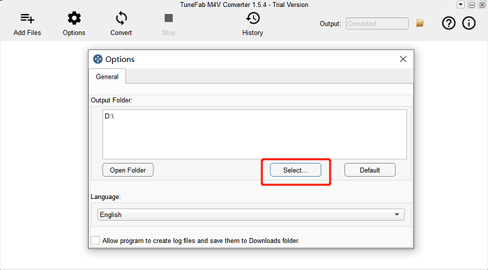 Change Output Folder in MuConvert iTunes M4V Converter