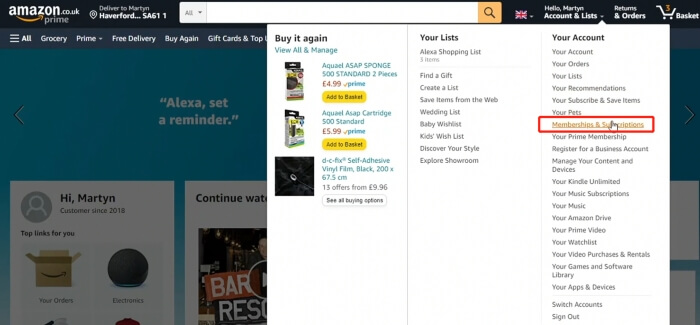 How to get add online on subscriptions amazon prime